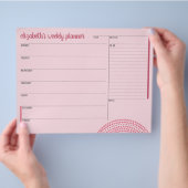 Wekelijkse planner met aangepaste naam Roze Paars Flyer (Hand)