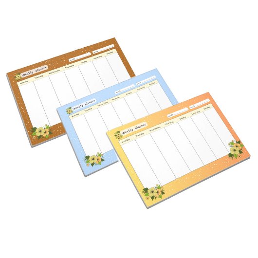 Wekelijkse planner met bloemen notitieblok