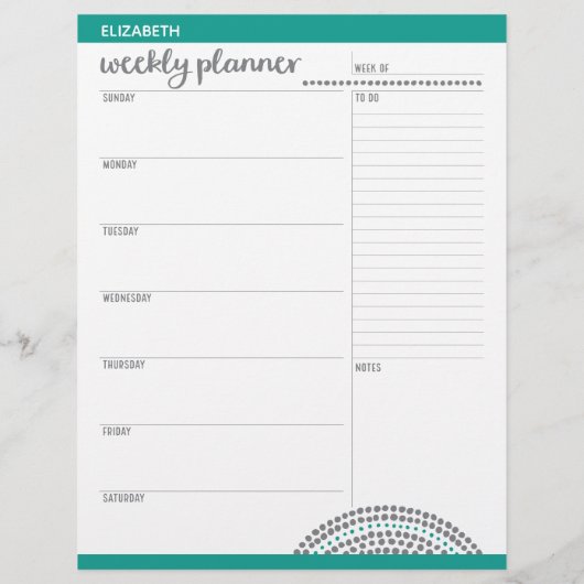 Wekelijkse Planner met de Naam van de Douane en Kl Flyer (Achterkant)