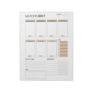 Wekelijkse planner met maandag start (beige) 8,5 x notitieblok