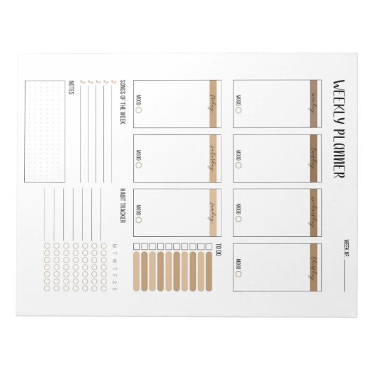 Wekelijkse planner met maandag start (beige) 8,5 x notitieblok (Voorkant)