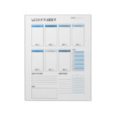 Wekelijkse planner met maandag start (blauw) 8,5 x notitieblok (Linkerzijde)