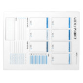 Wekelijkse planner met maandag start (blauw) 8,5 x notitieblok (Voorkant)