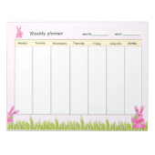 Wekelijkse planner met roze konijntjes notitieblok (Voorkant)