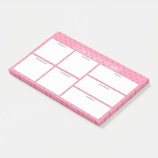 Wekelijkse Planner met wazige roze patroonnaam Post-it® Notes (Schuin)