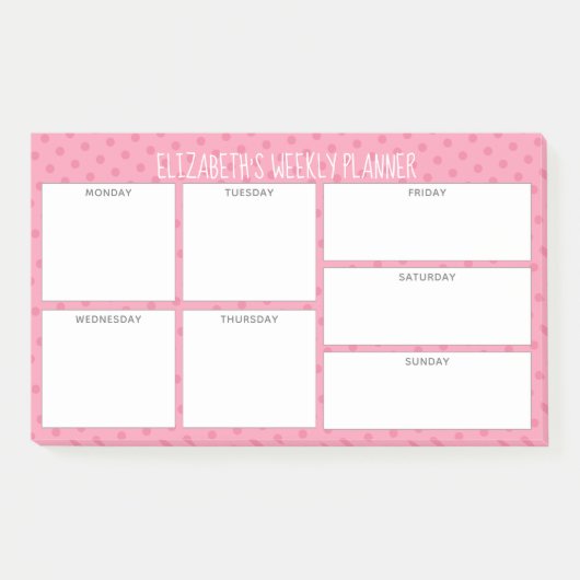 Wekelijkse Planner met wazige roze patroonnaam Post-it® Notes (Voorkant)