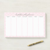Wekelijkse Planner met wazige roze patroonnaam Post-it® Notes (Op bureau)