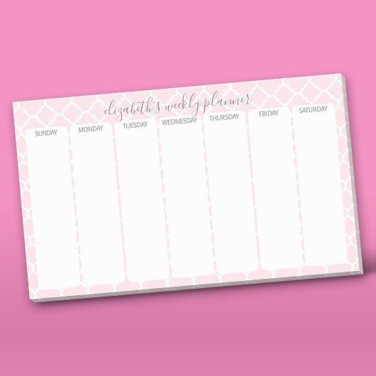Wekelijkse Planner met wazige roze patroonnaam Post-it® Notes