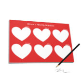 Wekelijkse planner met witte hartjes notitieblok