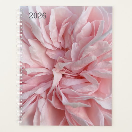 Wekelijkse planner met zachte roze bloemenomslag (Voorkant)