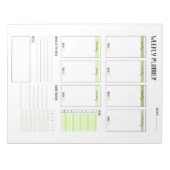 Wekelijkse planner met zondag start (groen) 8,5 x  notitieblok (Voorkant)