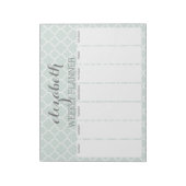 Wekelijkse planner Mint & Gray Quatrefoil Patroon Notitieblok (Linkerzijde)