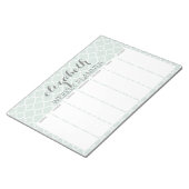 Wekelijkse planner Mint & Gray Quatrefoil Patroon Notitieblok (Schuin)