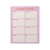 Wekelijkse planner om de roze monogram-naam te lat notitieblok (Linkerzijde)