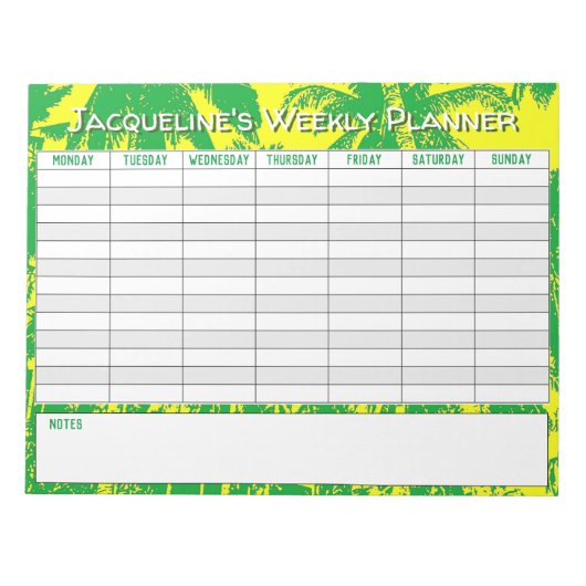 Wekelijkse planner om te personaliseren met naamke notitieblok (Voorkant)