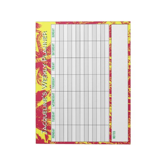 Wekelijkse planner om te personaliseren met naamke notitieblok (Linkerzijde)