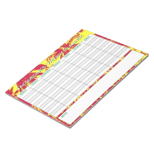 Wekelijkse planner om te personaliseren met naamke notitieblok (Schuin)