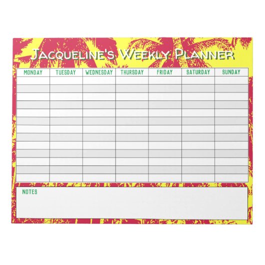 Wekelijkse planner om te personaliseren met naamke notitieblok (Voorkant)