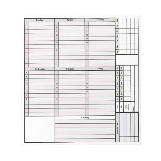 Wekelijkse Planner Pagina met tracker en maandroos Notitieblok (Voorkant)