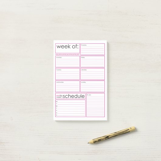 wekelijkse planner-Post-it® notes (Op bureau)