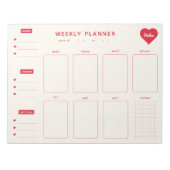 Wekelijkse planner rode harten notitieblok met naa (Voorkant)