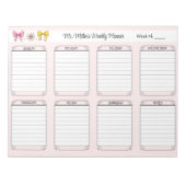 Wekelijkse Planner Roze School Leraar Naam Scheur  Notitieblok (Voorkant)