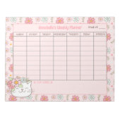 Wekelijkse Planner Schattigee Cat Pink Bloemennaam Notitieblok (Voorkant)