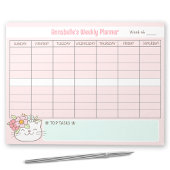 Wekelijkse Planner Schattigee Cat Pink Naam Scheur Notitieblok