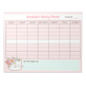 Wekelijkse Planner Schattigee Cat Pink Naam Scheur Notitieblok (Voorkant)