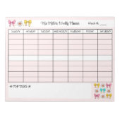 Wekelijkse Planner Schattigee School Teacher Name  Notitieblok (Voorkant)