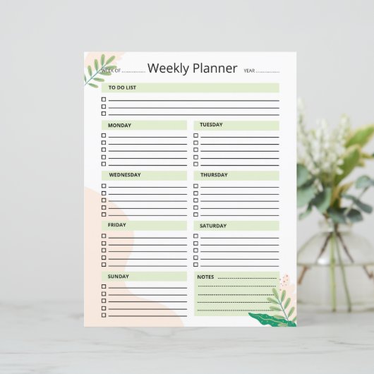 Wekelijkse planner sjabloon (Staand voorkant)