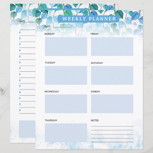 Wekelijkse planner sjabloon (Voorkant / Achterkant)
