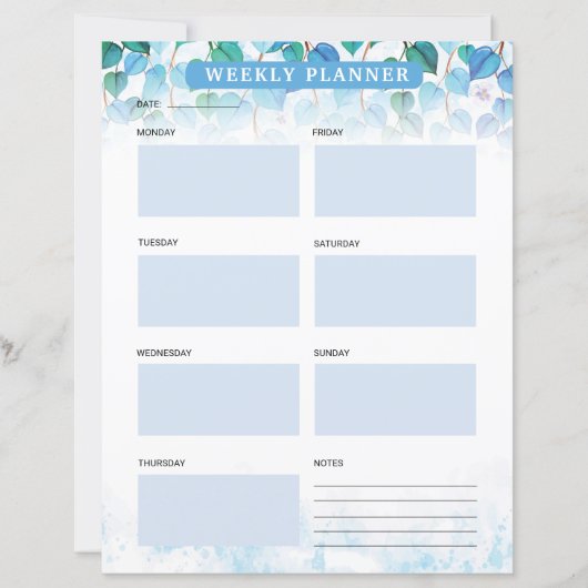 Wekelijkse planner sjabloon (Voorkant)