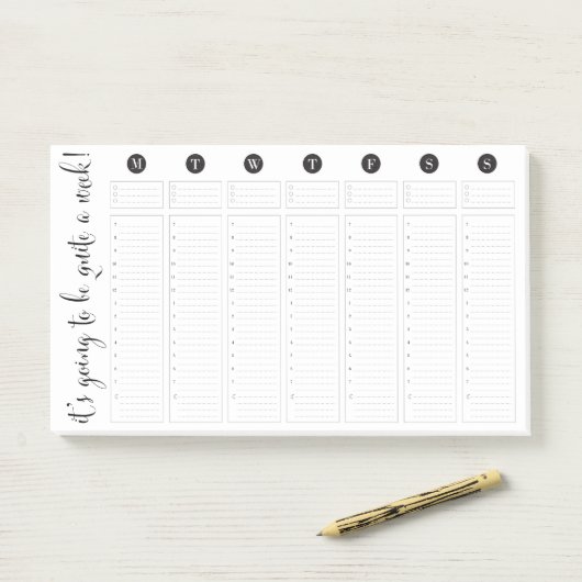Wekelijkse Planner Sticky Pad met Uur Uitsplitsing Post-it® Notes (Op bureau)