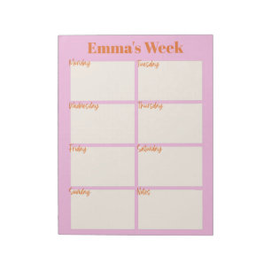 Wekelijkse planner takenlijst Roze monogram naam S Notitieblok
