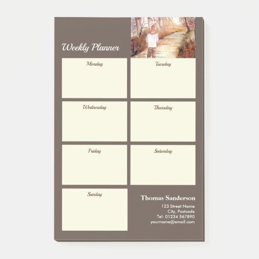 Wekelijkse planner Vader-dochter wandeling Herfstp Post-it® Notes (Voorkant)