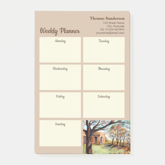 Wekelijkse planner Valley Garden Harrogate Engelan Post-it® Notes (Voorkant)