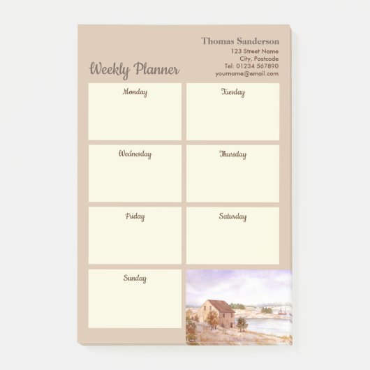 Wekelijkse planner Vissermanhuis Noorse kust Post-it® Notes (Voorkant)