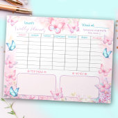 Wekelijkse Planner Vlinder Roze Paarse Bloemen Naa Notitieblok