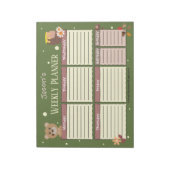 Wekelijkse planner voor kinderen met beer notitieblok (Linkerzijde)