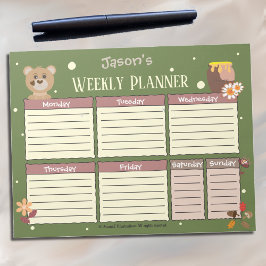 Wekelijkse planner voor kinderen met beer notitieblok