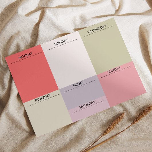 Wekelijkse planner voor kleurblok notitieblok