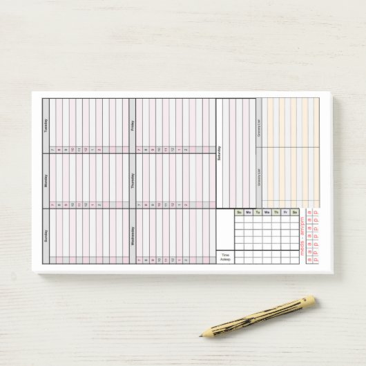 Wekelijkse Planner w/ Mini-Maand, Slaap & de Track Post-it® Notes (Op bureau)