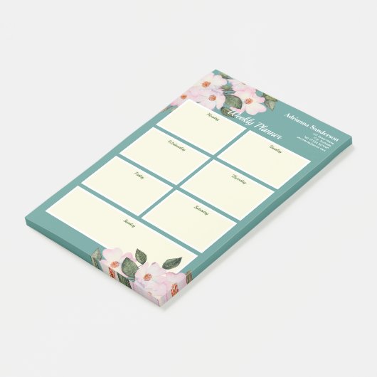 Wekelijkse Planner Waterverf Roze Roses Ballerina Post-it® Notes (Schuin)