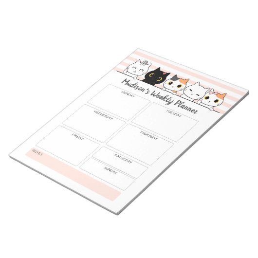 Wekelijkse planning van de kattenkat Aangepast Notitieblok (Schuin)