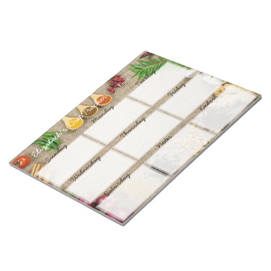 Wekelijkse planning voor wegwerpdiet voedseltracke notitieblok (Schuin)