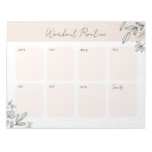 wekelijkse planning voor werkoutine notitieblok (Voorkant)