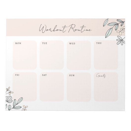 wekelijkse planning voor werkoutine notitieblok (Voorkant)