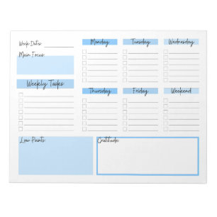 Wekelijkse platenspeler met Gratitude Blue-noteboo Notitieblok