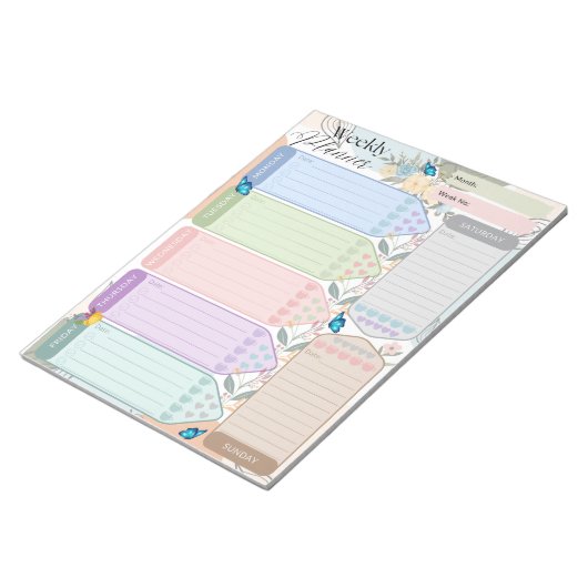 Wekelijkse platenventilatorvlinder Multicolkleurig Notitieblok (Schuin)